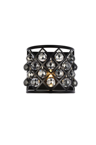 Madison 1 light Matte Black Wall Sconce Silver Shade (Grey) Royal Cut Crystal