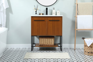 30 inch Single bathroom vanity in teak