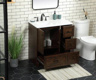 32 inch Single bathroom vanity in expresso with backsplash