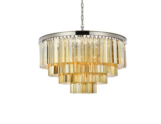 Sydney 17 light polished nickel Chandelier Golden Teak (Smoky) Royal Cut Crystal