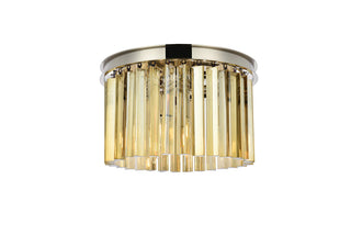 Sydney 3 light polished nickel Flush Mount Golden Teak (Smoky) Royal Cut Crystal