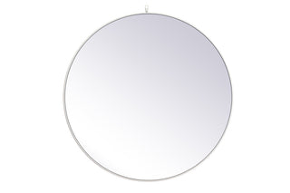 Metal frame round mirror with decorative hook 45 inch in White