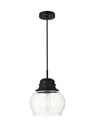 Kenna 1 Light Black Pendant With Clear Glass