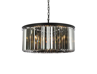 Sydney 8 light Matte Black Chandelier Silver Shade (Grey) Royal Cut Crystal