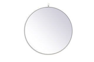 Metal frame round mirror with decorative hook 24 inch in White