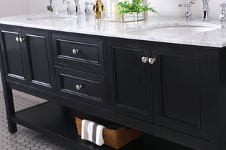 72 in. double sink bathroom vanity set in Black