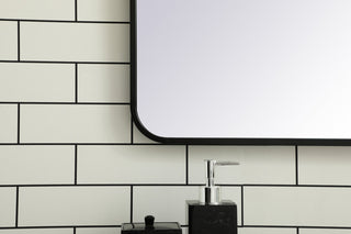 Soft corner metal rectangular mirror 24x40 inch in Black