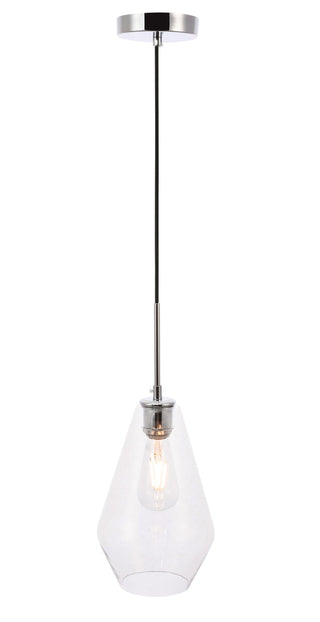 Gene 1 light Chrome and Clear glass pendant