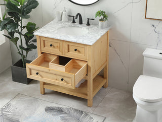 30 inch Single bathroom vanity in natural wood