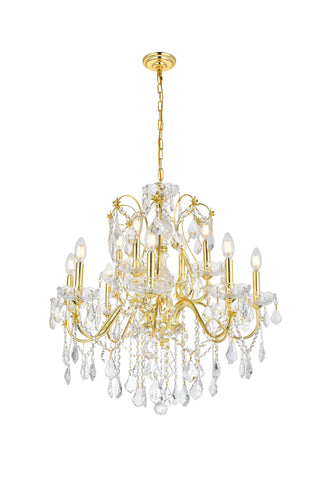 St. Francis 12 light Gold Chandelier Clear Royal Cut Crystal