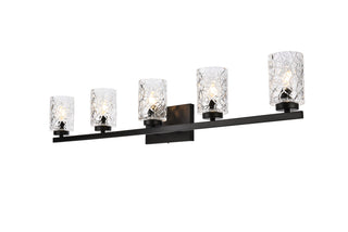 Cassie 5 lights bath sconce in black with clear shade