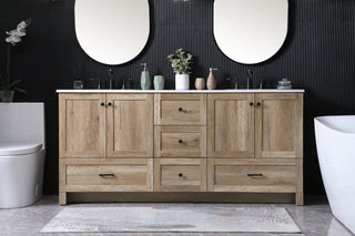 72 Inch Double Bathroom Vanity In Natural Oak