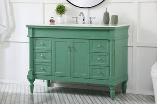 48 inch Single Bathroom vanity in vintage mint with ivory white engineered marble