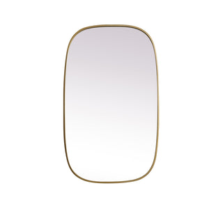 Metal Frame Oval Mirror 24x40 Inch in Brass