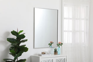 Metal frame rectangle mirror 30 inch in silver