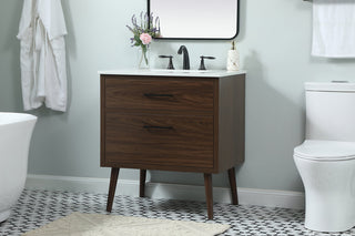 30 inch Single bathroom vanity in walnut