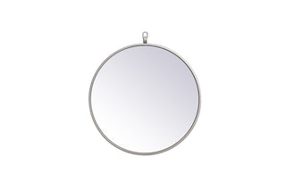 Metal frame round mirror with decorative hook 18 inch in silver