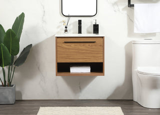 24 inch Single bathroom vanity in walnut brown