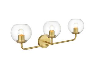 Genesis 3 light Brass and Clear Bath Sconce