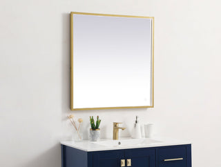 Pier 30x30 inch LED mirror with adjustable color temperature 3000K/4200K/6400K in brass