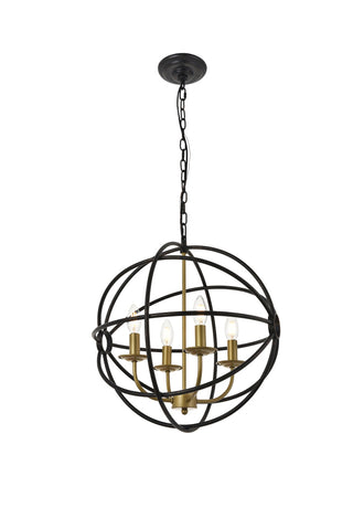 Octavia 4 light Brass and Dark Brown Pendant