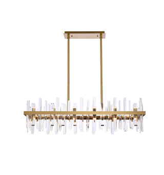 Serena 42 inch crystal rectangle chandelier in satin gold