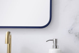 Soft corner metal rectangular mirror 18x30 inch in Blue