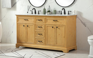 60 inch double bathroom vanity in natural wood