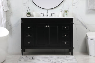 48 inch Single bathroom vanity in black with backsplash