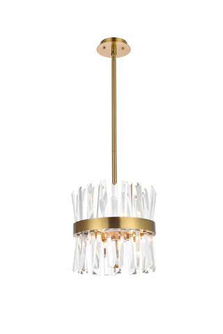 Serephina 12 inch crystal round pendant light in satin gold