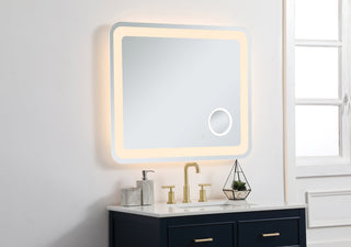 Lux 30in x 36in Hardwired LED mirror with magnifier and color changing temperature 3000K/4200K/6000K