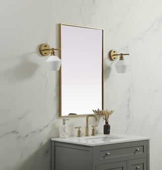 Metal Frame Rectangle Mirror 24x36 Inch in Brass