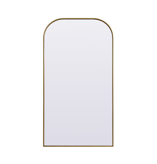 Metal Frame Arch Full Length Mirror 35x66 Inch in Brass