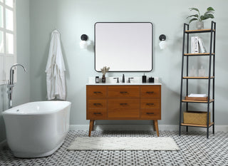 48 inch Single bathroom vanity in teak with backsplash