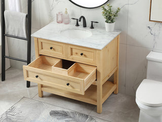 36 inch Single bathroom vanity in natural wood