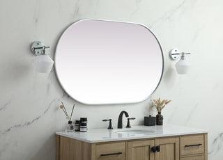 Metal Frame Oval Mirror 30x48 Inch in Silver