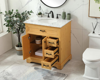 32 inch Single bathroom vanity in natural wood