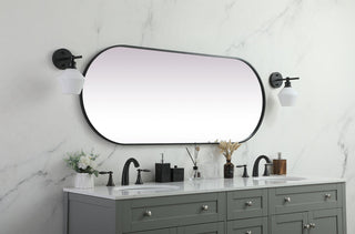 Metal Frame Oval Mirror 24x60 Inch in Black