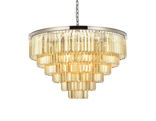 Sydney 33 light polished nickel Chandelier Golden Teak (Smoky) Royal Cut Crystal