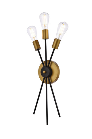 Lucca 11 inch bath sconce in black and brass