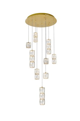 Polaris LED light gold Pendant Clear Royal Cut Crystal