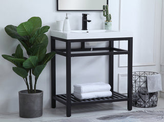 30 inch Single Bathroom Metal Vanity in Black