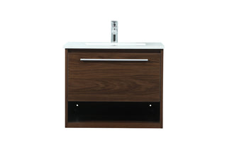 24 inch Single bathroom vanity in walnut