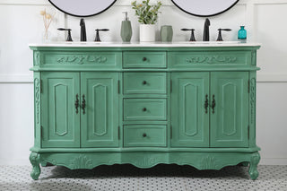 60 inch double bathroom vanity in vintage mint