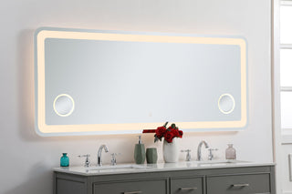 Lux 30in x 72in Hardwired LED mirror with magnifier and color changing temperature 3000K/4200K/6000K