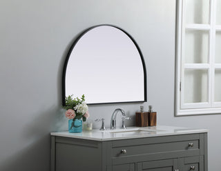 Metal Frame Arch Mirror 33x24 Inch in Black