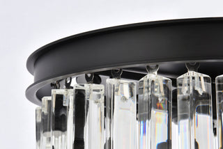 Sydney 3 light Matte Black Flush Mount Clear Royal Cut Crystal