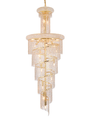 Spiral 22 light Gold Chandelier Clear Royal Cut Crystal