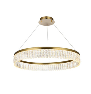 Rune 32 inch Adjustable LED chandelier in Satin Gold