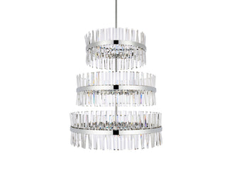 Serephina 36 inch 3 tiers crystal round chandelier light in chrome